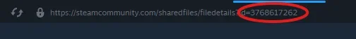 Published Steam Workshop collection with its ID in the URL