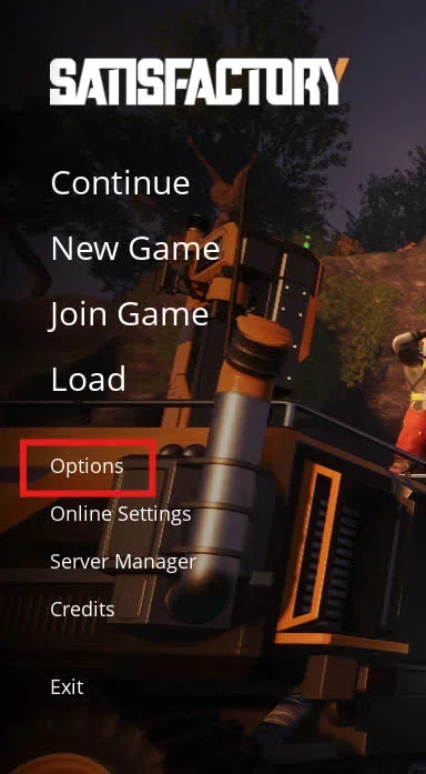 Satisfactory Options menu