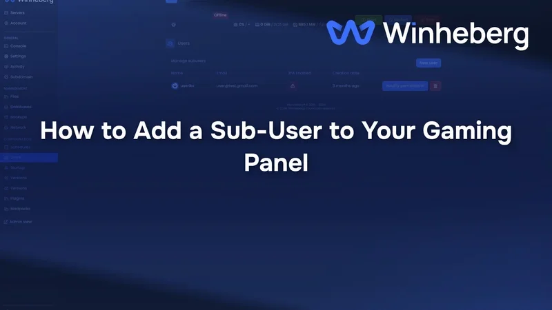 How to Add a Sub-User to Your Gaming Panel