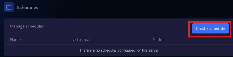 Create Schedule button