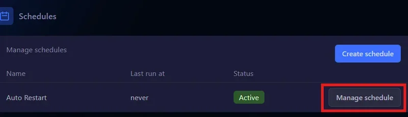 Manage Schedule button