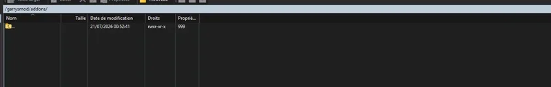 Dossier addons ouvert dans le client SFTP