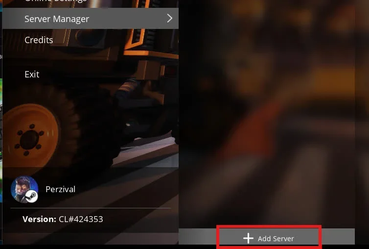 Interface pour ajouter un nouveau serveur Satisfactory