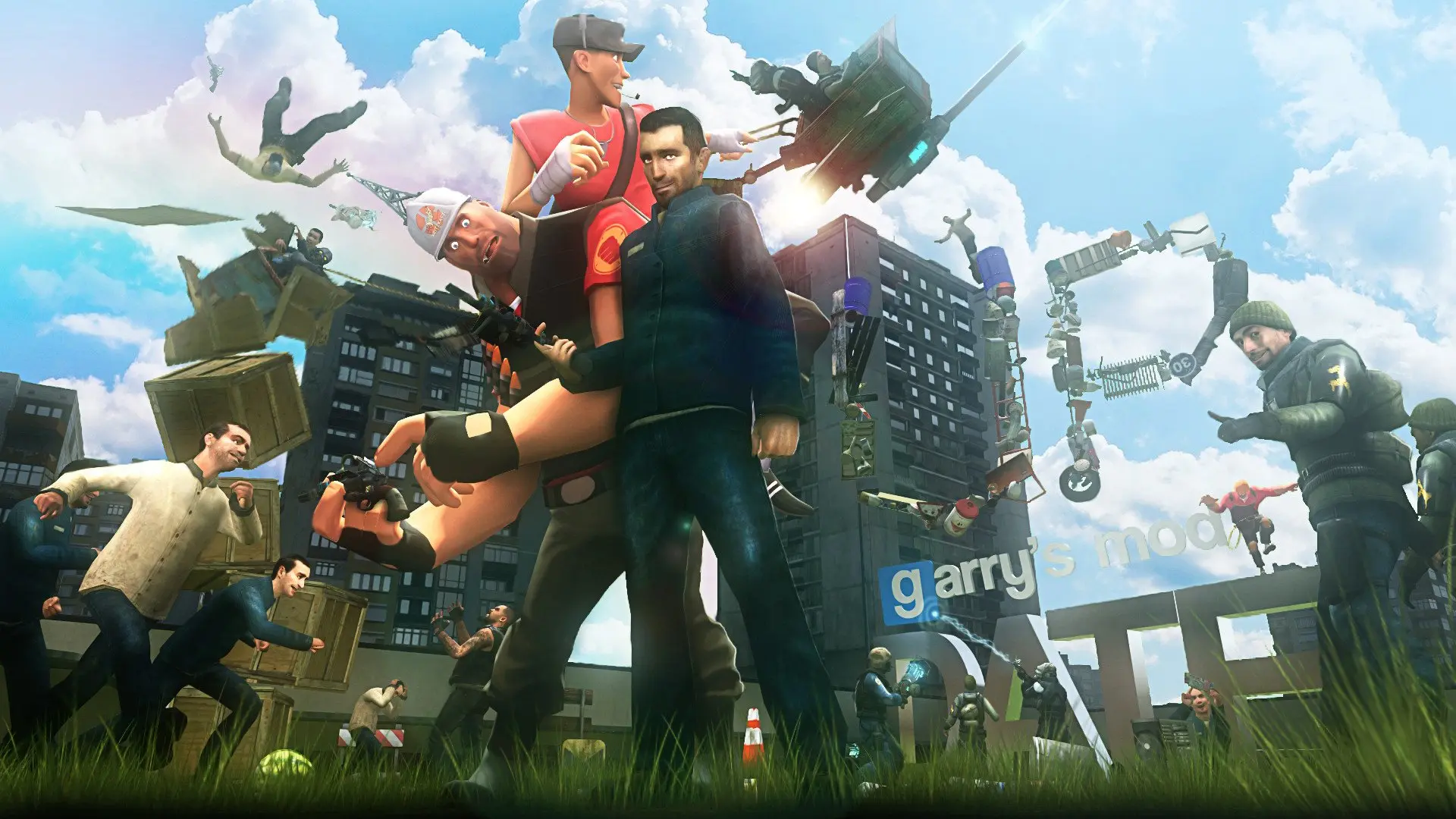 Fonctionnalités d'hébergement Garry's Mod avec compatibilité des mods et outils de création sandbox pour communautés roleplay et mini-jeux